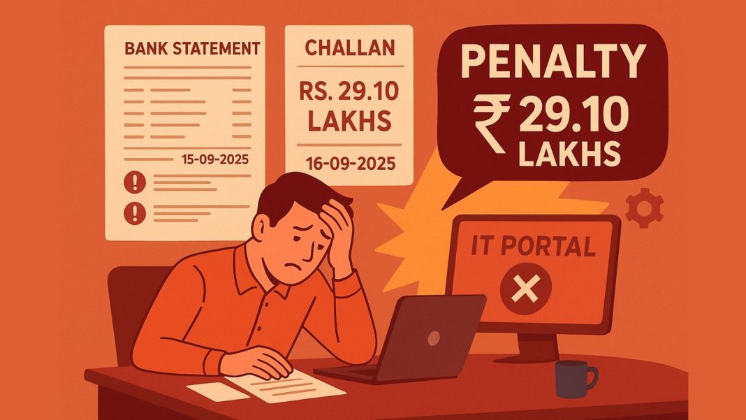 Taxpayer Penalised Rs. 29.10 Lakhs Due to IT Portal Glitch on Advance Tax Due Date