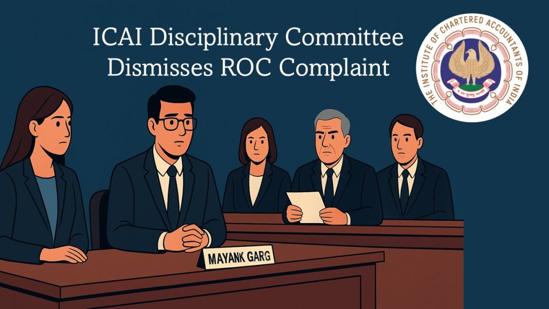 ICAI Disciplinary Committee Dismisses ROC Complaint Alleging Professional Misconduct