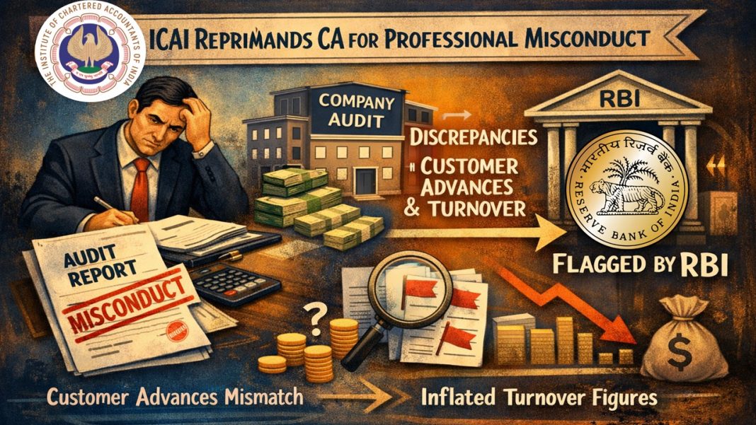 ICAI Reprimands CA for Audit Lapses in ‘Customer Advances’ Case; Held Guilty for Professional Misconduct