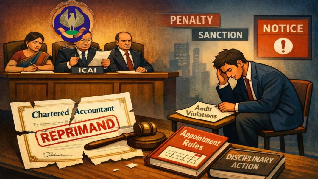 ICAI Reprimands Chartered Accountant for Violating Audit Appointment Rules