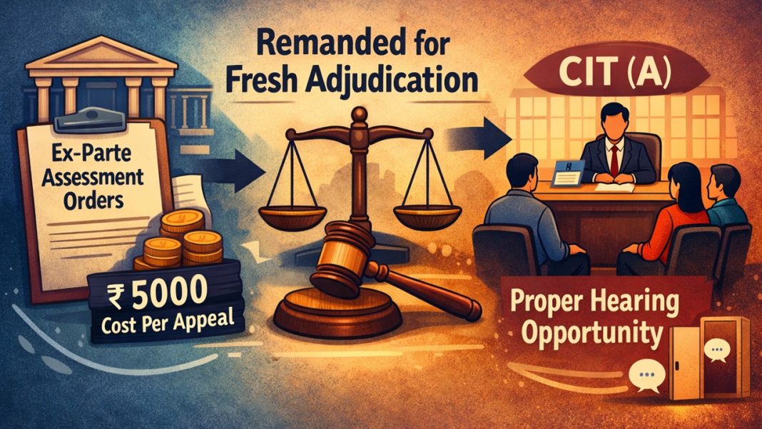 ITAT Remands Ex-Parte Search Assessments with Opportunity to Represent and Imposes Rs. 5,000 Cost