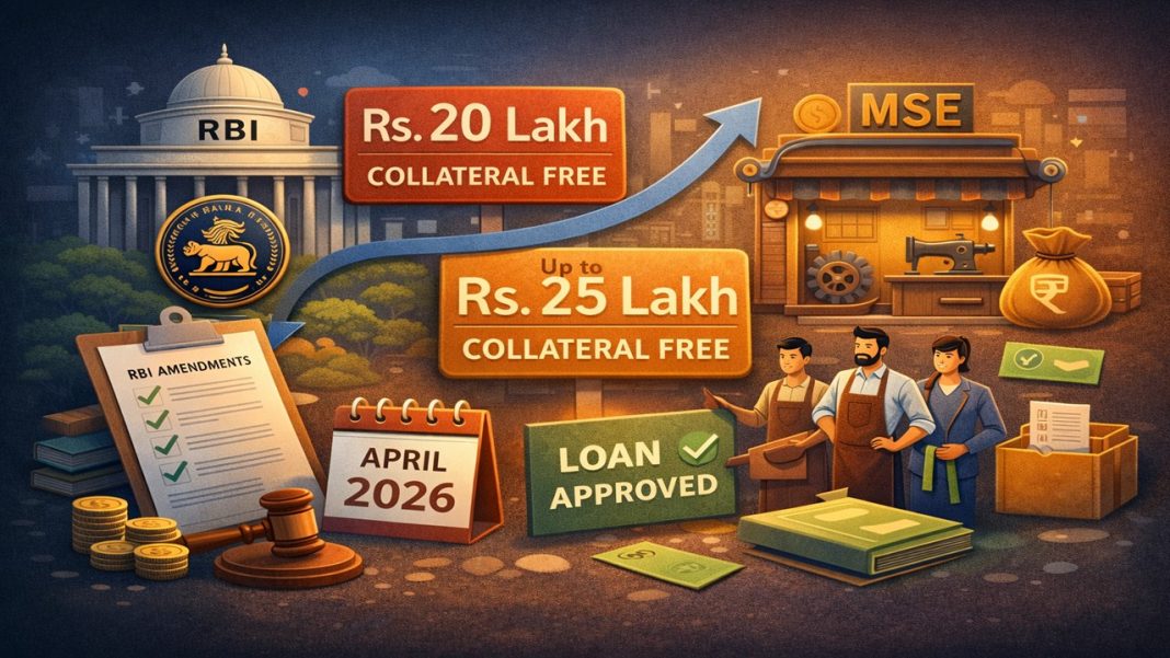 RBI Issues Amendment Directions on Collateral-Free Loans for MSEs