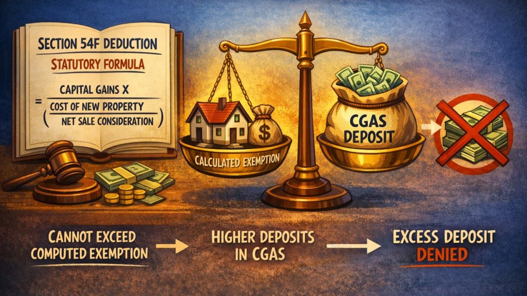 ITAT Upholds Rs. 3.91 Lakh Addition: Section 54F Deduction Must Follow Statutory Formula, Not CGAS Deposit