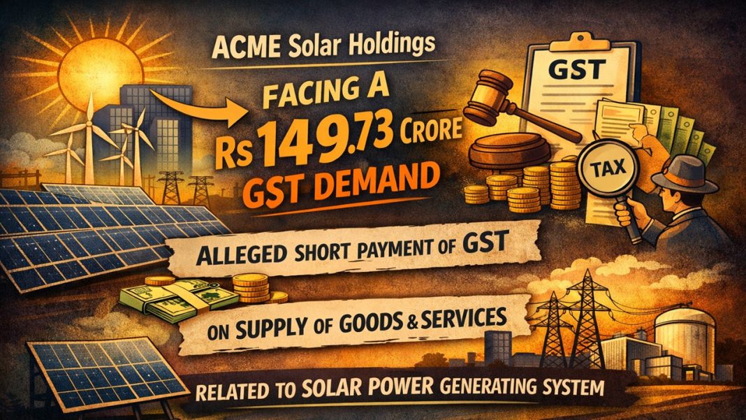 ACME Solar Holdings Limited Hits With Rs 149.73 Crore Demand Over Alleged Short Payment of GST
