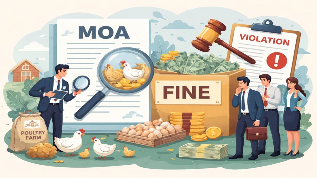 Company Fined for Not Mentioning Its Integrated Poultry Farming Business Activities in MOA