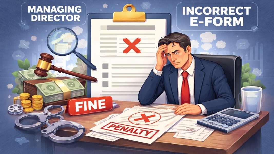 Company's Managing Director Penalised for Certifying Incorrect E-Form
