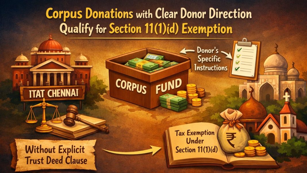 Corpus Donations Stay Exempt under Section 11(1)(d) Without Deed Clause: ITAT