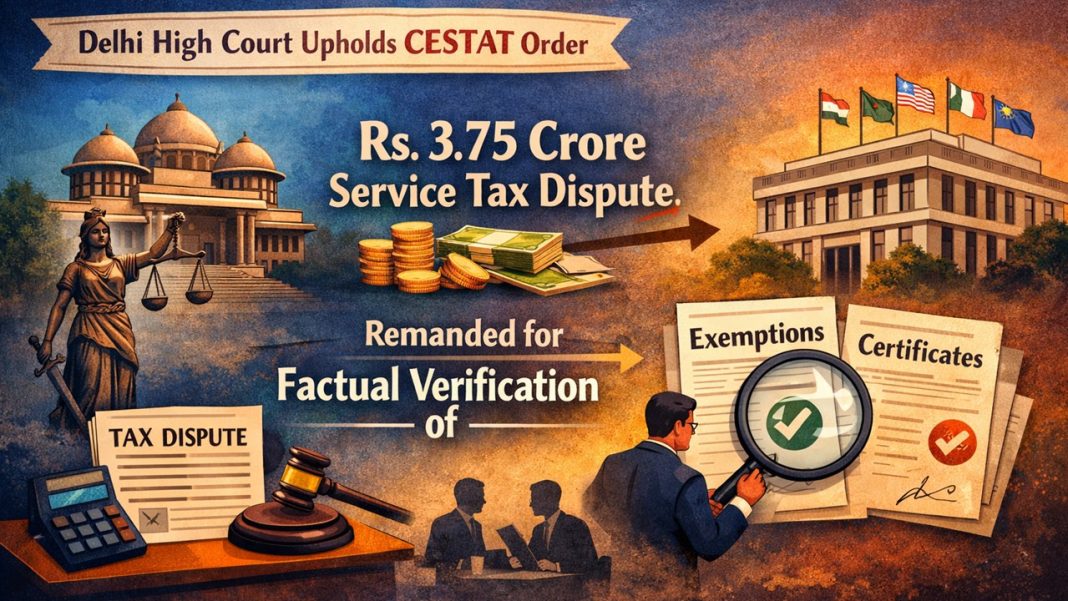Delhi HC Upholds CESTAT Remand in Rs. 3.75 Crore Service Tax Dispute Over Embassy Exemption Claims
