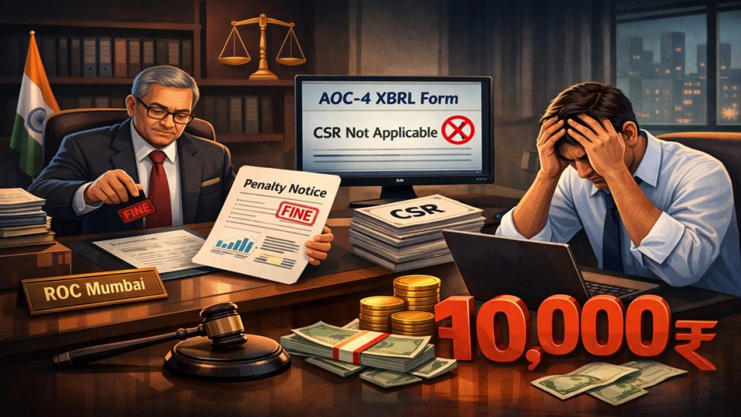 ROC Mumbai Imposes Penalty for Incorrect AOC-4 XBRL Filing
