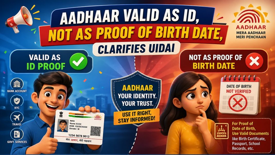 Aadhaar Valid as ID, Not as Proof of Birth Date, Clarifies UIDAI