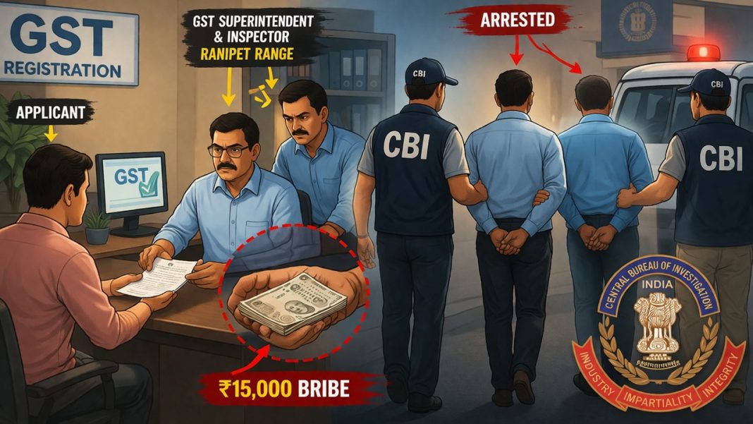CBI Catches GST Superintendent and Inspector Red-Handed While Accepting Rs 30,000 Bribery Amount