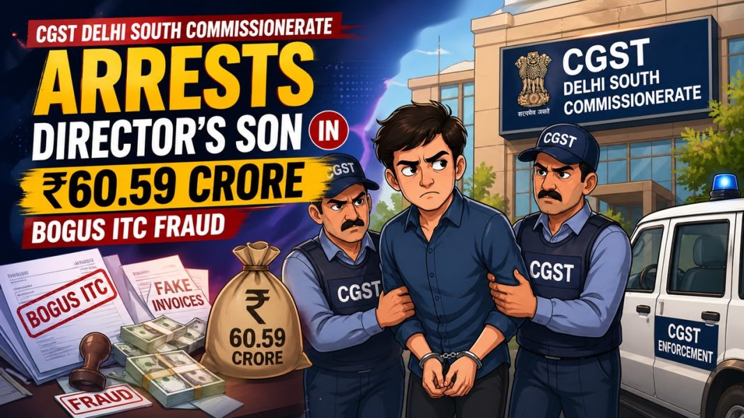 CGST Delhi South Commissionerate Arrests Director's Son in Rs 60.59 Crore Bogus ITC Fraud