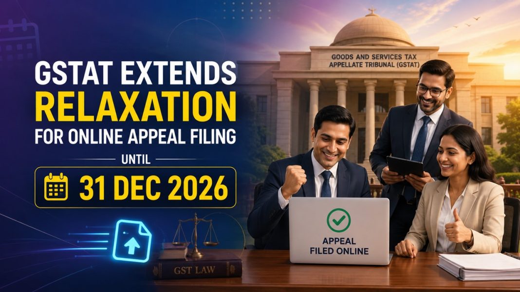 GST Appellate Tribunal Extends Relaxation for Online Appeal Filing on GSTAT Portal Until Dec 31, 2026