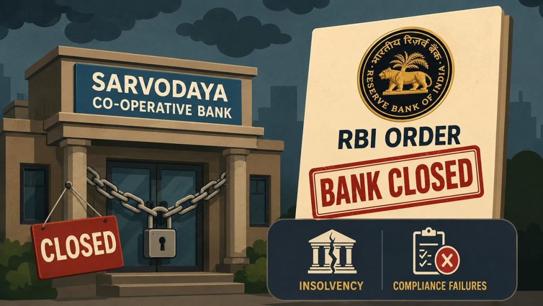 RBI Orders Closure of Sarvodaya Co-operative Bank Over Insolvency and Compliance Failures