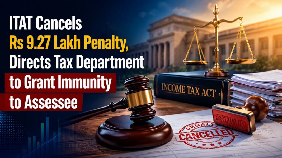 ITAT Cancels Rs 9.27 Lakh Penalty, Directs Tax Department to Grant Immunity to Assessee
