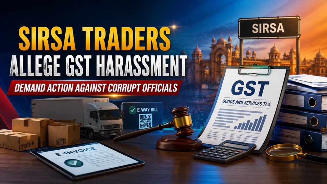 Sirsa Traders, GST Harassment, GST Corruption, GST Officials, Haryana Pradesh Vyapar Mandal, Bajrang Garg, Trader Protest, GST Raid, Action Against Corrupt Officials