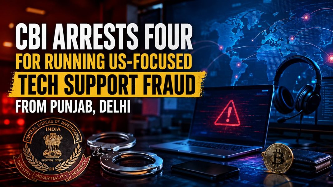 CBI Arrests Four for Running US-Focused Tech Support Fraud from Punjab, Delhi
