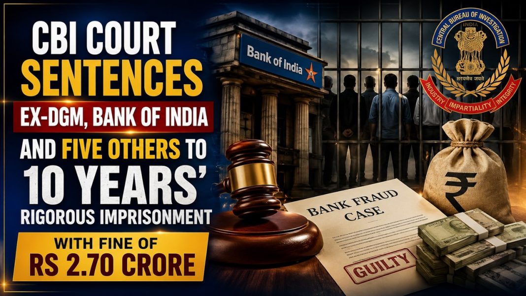 CBI Court Sentences Ex-DGM, Bank of India and Five Others to 10 Years’ Rigorous Imprisonment with Fine of Rs 2.70 Crore in Bank Fraud Case