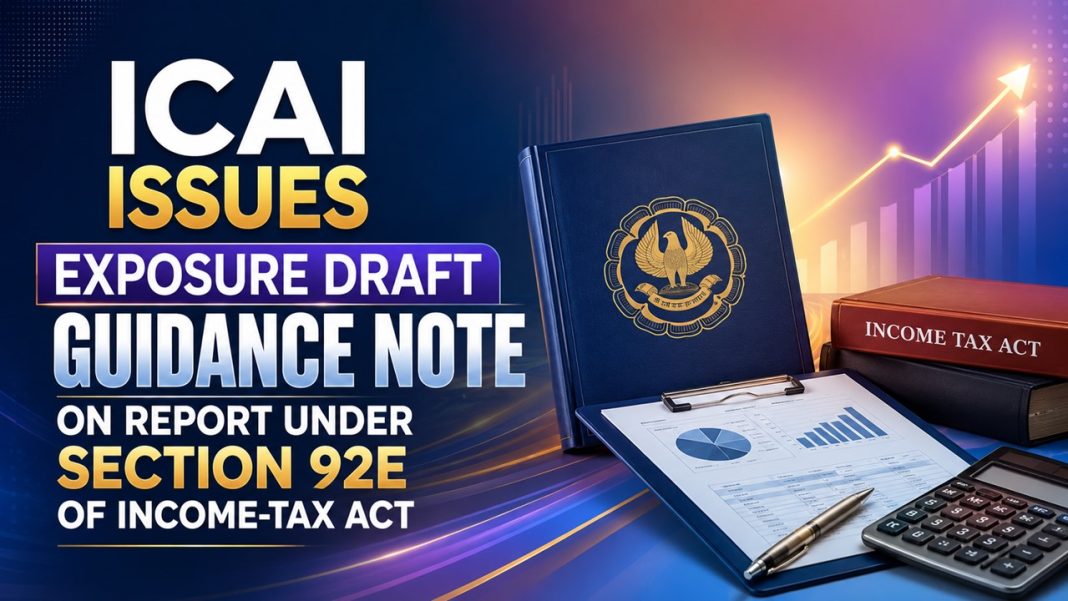ICAI Issues Exposure Draft Guidance Note on Report Under Section 92E of Income-tax Act 1961