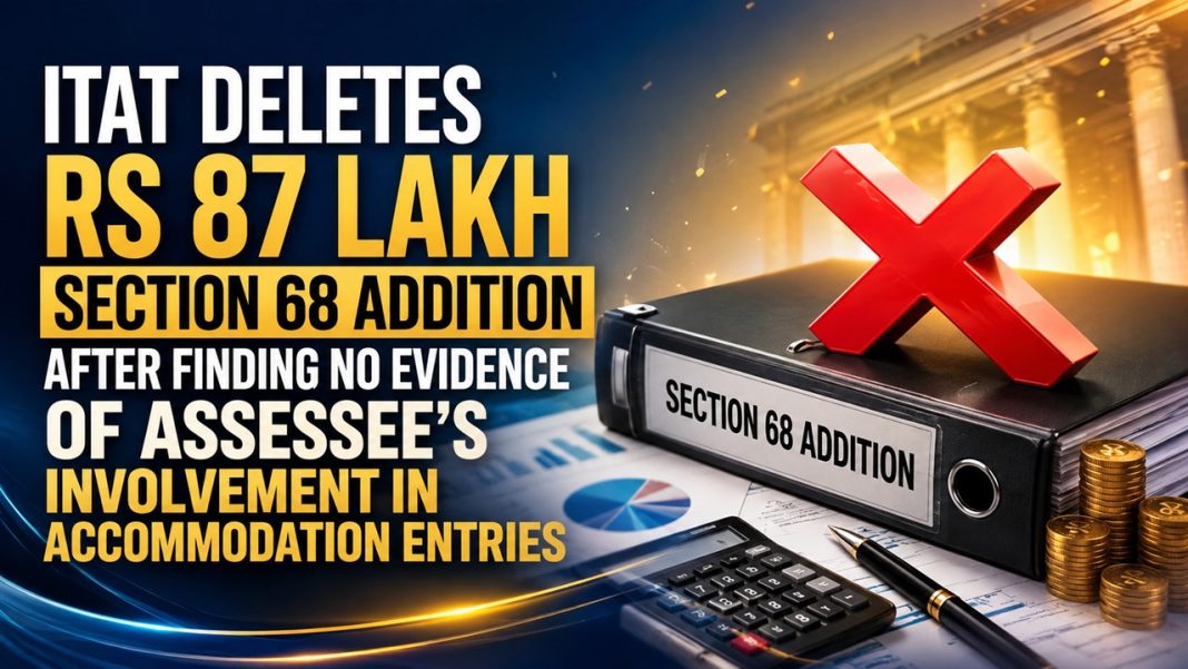 ITAT Deletes Rs 87 Lakh Section 68 Addition After Finding No Evidence of Assessee’s Involvement in Accommodation Entries