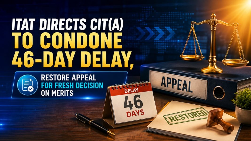 ITAT Directs CIT(A) to Condone 46-Day Delay, Restore Appeal for Fresh Decision on Merits
