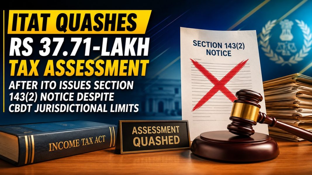 ITAT Quashes Rs 37.71 Lakh Tax Assessment After ITO Issues Section 143(2) Notice Despite CBDT Jurisdictional Limits