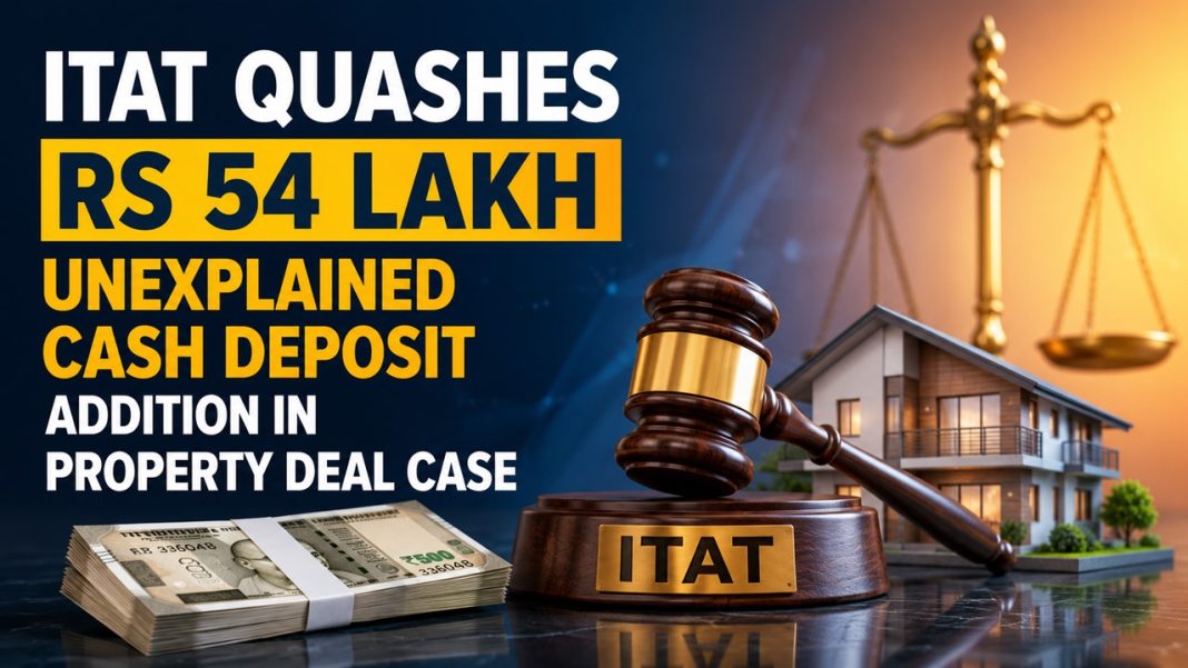 ITAT Quashes Rs 54 Lakh Unexplained Cash Deposit Addition in Property Deal Case