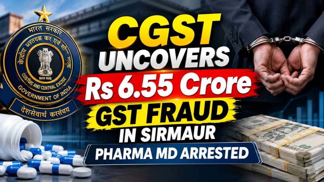CGST Uncovers Rs 6.55 Crore GST Fraud in Sirmaur, Pharma MD Arrested