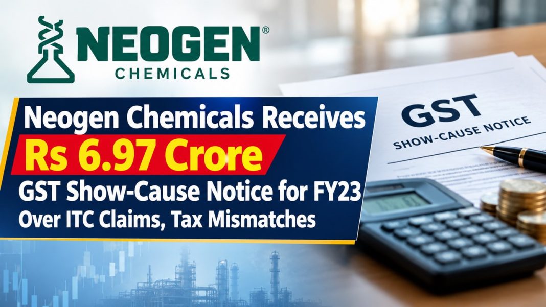 Neogen Chemicals Receives Rs 6.97 Crore GST Show-Cause Notice for FY23 Over ITC Claims, Tax Mismatches