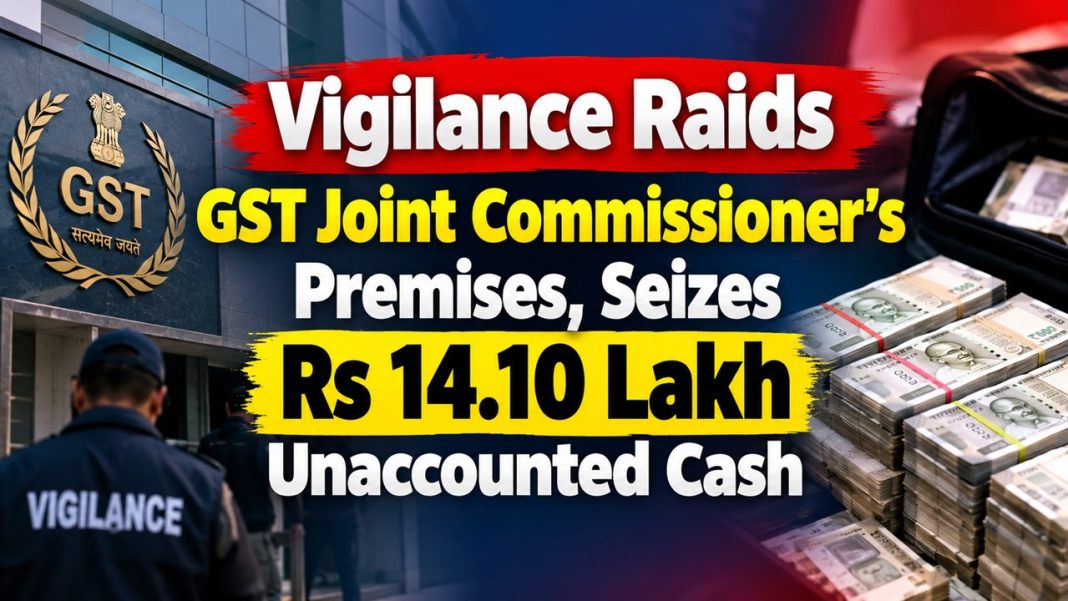Vigilance Raids GST Joint Commissioner’s Premises, Seizes Rs 14.10 Lakh Unaccounted Cash